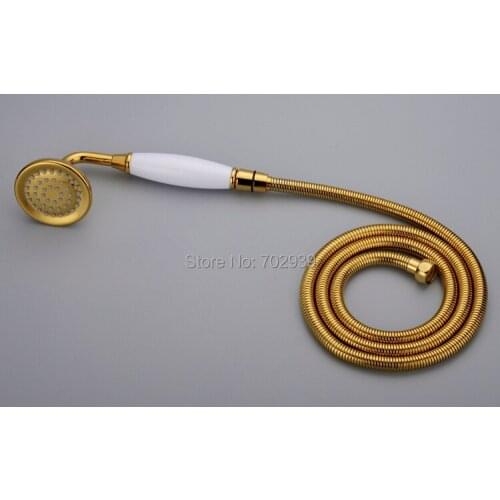 Free shipping gold pvd hand shower G1/2" stainless steel hose