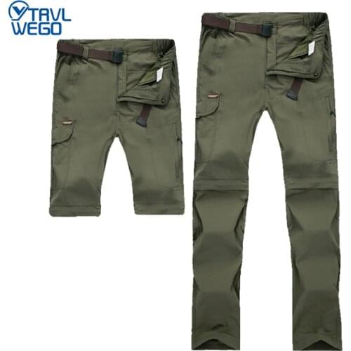 TRVLWEGO Men Quick Dry Removable Pants Spring Summer Hiking Sport Outdoor Trouser Male Fishing Trekking Pant Breathable UV Proof
