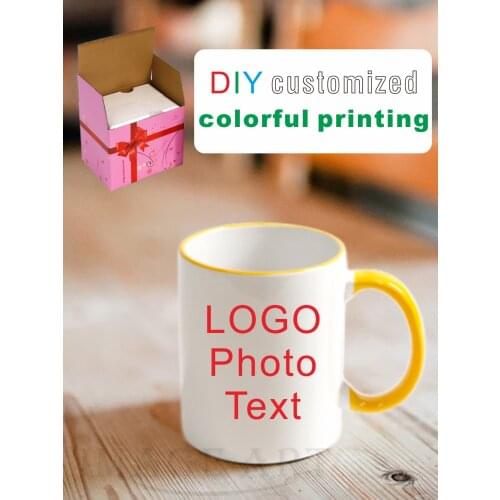 Color handle Ceramic cup DIY photo Ceramic mug DIY photo cup customize picture Creative gifts for Lovers Friends Family MAZWEI
