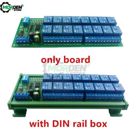 DC 12V RS485 Relay Module 16 Channel Modbus RTU Protocol Remote Control PLC Expansion Board Circuit Board with DIN Rail Box