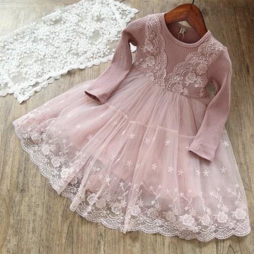 Kids Dresses For Girls Winter Autumn Baby Clothing Lace Princess Girl Party Wear Junior Child School Wear Long Sleeve Vestidos