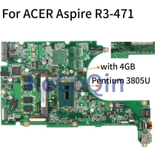 For ACER Aspire R3-471T R3-471G Pentium 3805U with 4GB RAM Notebook Mainboard DA0ZQXMB8E0 SR210 Laptop Motherboard DDR3