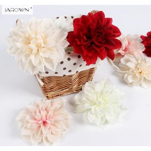 JAROWN Artificial Flower Heads Dahlias Silk Decorative Daliy Flower Background Wall Decor DIY Road Led Wedding Flower Bouquet