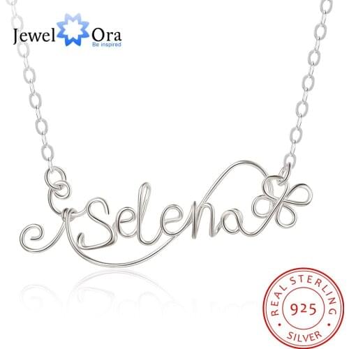 JewelOra 925 Sterling Silver Personalized Name Necklace Customized Handmade Letters Silver Wire Nameplate Surprise S925 Gifts