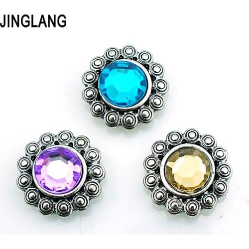 JINGLANG Free Shipping Fashion 3 Color Crystal 18mm Snap Button Metal Clasp Button Interchangeable Jewelry Accessories