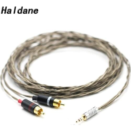 Haldane DIY HIFI 3.5mm to 2 RCA Male Cable Nordost Odin Siver-plated 3.5mm to Double rca Male Audio Aux Cable