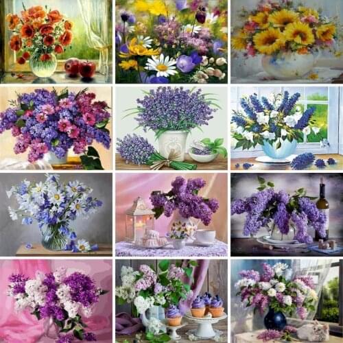 GATYZTORY 60x75cm Frame Flowers DIY Painting By Numbers Acrylic Hand Painted Oil Paint By Numbers For Home Decor Art