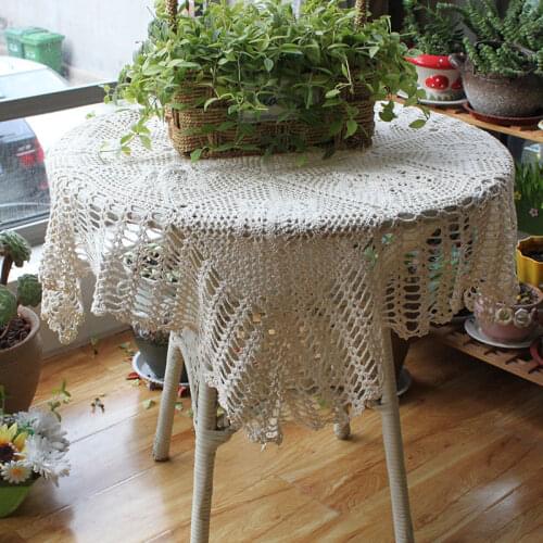Classic old-fashioned handmade crochet hook flower tablecloth table runner coffee table cloth balcony small tablecloth bedside t