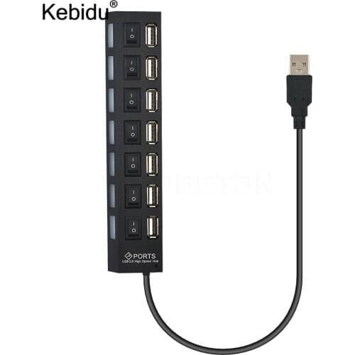 On/Off Switch High Speed Mini Slim 7 Port hub USB 2.0 Hub 7 ports Expander multiple Converter Adapter for Laptop PC Tabs USB HUB