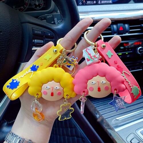 Creative Pop Girl Doll Keychain Female Cute Funny Car Pendant Keyring Women Bag Pendant Key Chain Jewelry Gifts