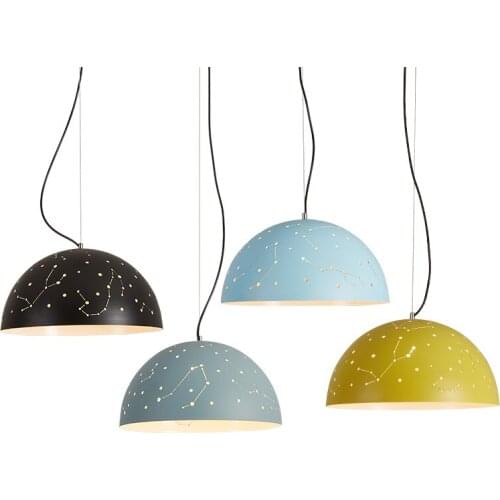 Nordic Restaurant Lamp Color Lampshade Pendant Light Creative Personality Bar Lantern Three Round Hotel Lamps