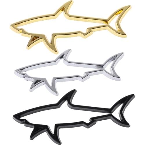 3D Metal Car Styling Sticker Hollow Shark Badge Decals Automobiles Accessories