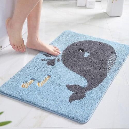 Cute Whale Dolphin Door Mat Cartoon Owl Bear Cat Bathroom Non-Slip Absorb Water Rugs Children Bedroom Floor Entrance Mats Carpet