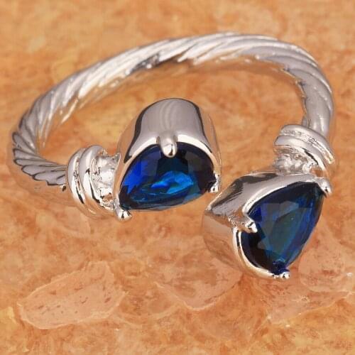 Trendy-Swiss Blue Stone 5*7mm Semi-precious Stone Silver Cool For Women Ring Q1822