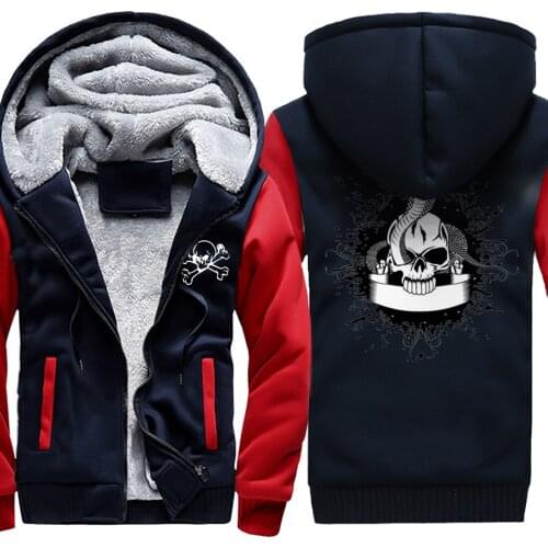 Skull Print 2020 New Arrival Mens Raglan Thicken Jackets Long Sleeve Hip Hop Mans Sweatshirts hooded Tops Retro sudadera hombre