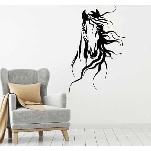 Horse Head Vinyl Wall Decal For Office Pet Animal Stallion Racehorse Wall Stickers Decor Living Room Classroom Decoration W618