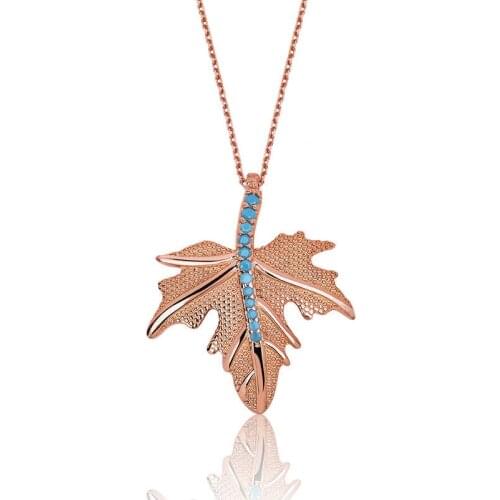 Real Silver 925 Jewelry Silver Sycamore Leaf Lady 'S Necklace