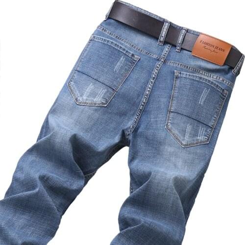2021 Spring Summer New Mens Retro Blue Thin Jeans Classic Style Fashion Casual Slim-fit Stretch Denim Pants Male Trousers,2025