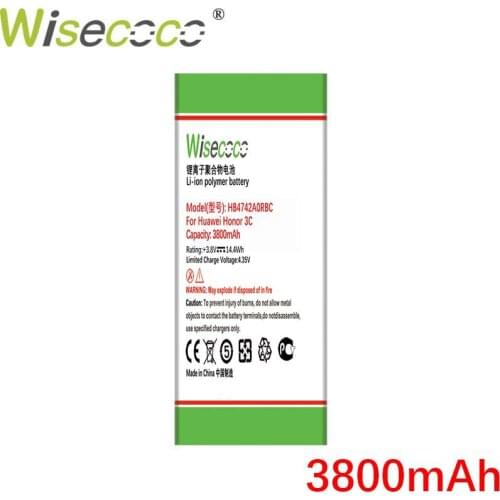 Wisecoco 3800mAh HB4742A0RBC New High quality Battery For Huawei Honor 3C G630 G730 G740 H30-T00 H30-T10 H30-U10 H30 Phone