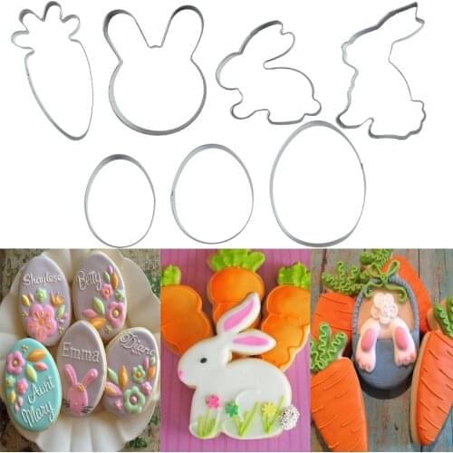 Easter Rabbir Eggs Carrot Cookie Stainless Steel Mold Easter Kitchenware Cookie Cutter DIY Baking Decor Pastry Modelling Tools