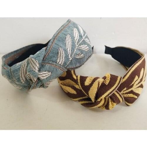 Suede Embroidered Leaves Knot Hairbands For Women Headband Korea Hair Accessories Girls Hair Band Bow Crown Headbands Head Wrap