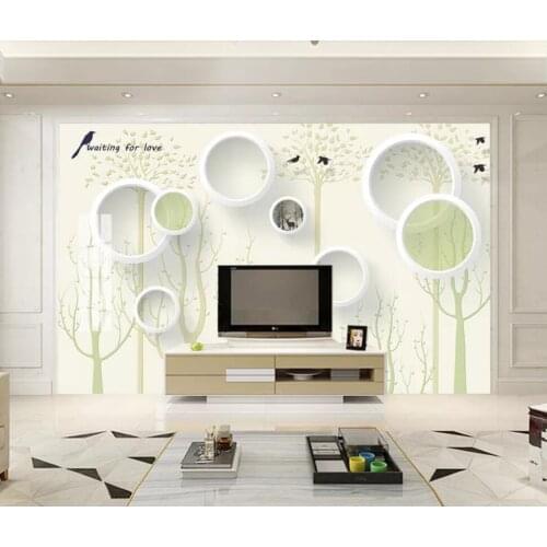 Modern simple 3D green forest small fresh background wall decoration wallpaper murals