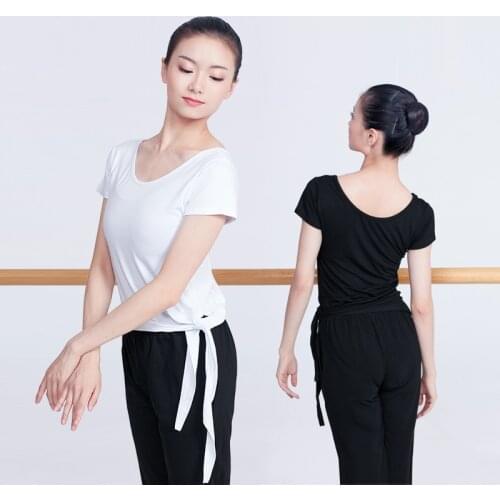 New Arrivals Women Ballet Dance Tops Adult Ballroom Practice Dancing Clothing Short Sleeve Ballet Dance Wear Tops