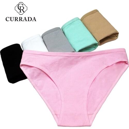 6 Pieces/lot Women Underwear Cotton panties Plain briefs sexy underpants low waist knickers cute intimate female panty for woman