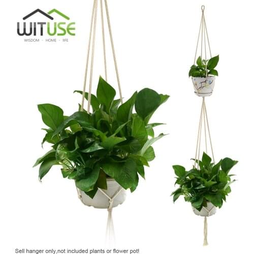 WITUSE Vintage Macrame Plants Hanger Hook Flower Pot Holder 4 Legs String Hanging Rope Wall Art Home Garden Balcony Decoration