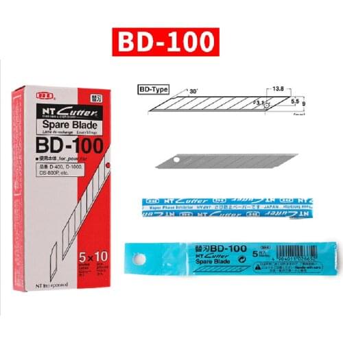 Japan NT CUTTER Blade 60 degree good quality Knife Replacement Blade 9mm BD-100 50 Blades/Pack