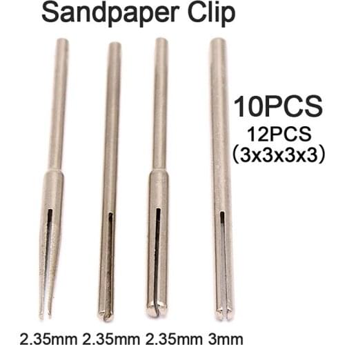 10/12PCS 2.35/3mm Shank 50mm Sandpaper Clamp Split Mandrels Long Abrasive Holder Clip Rod Carved Point For Dremel Rotary Grinder