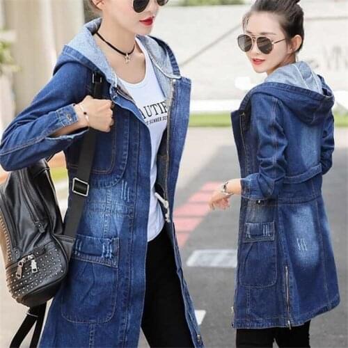 Women Hooded Denim Jacket New Female Spring Autumn Fashion Jeans Coat Cowboy Overcoat Denim Coats Windbreaker Denim Jackets