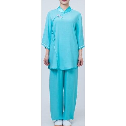 Summer women linen&cotton women taijiquan suit uniform martial arts kung fu suits practise tai chi clothing