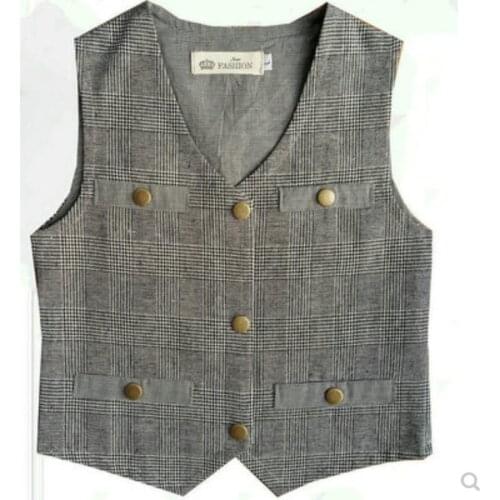 New Cotton Gentleman Plaid Vest Baby Clothes