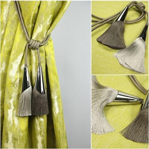 1 pair tieback hanging ball tied tassel hanging spike strap Horn shape metal rope simple modern tie tape back M708
