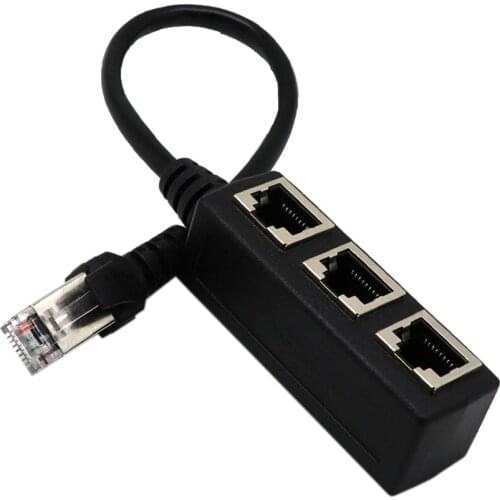 1PCS RJ45 LAN Connector Ethernet Network Splitter Adapter 1 Male to 3 Female Adapter Cable for Networking Extension Accessories