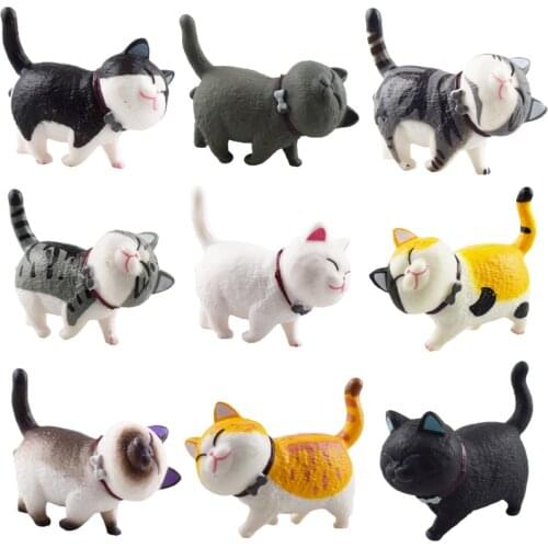 1pcs Random Cartoon cute fat cat with pet blind box toy table games cat with model hand operated doll car with cake baking