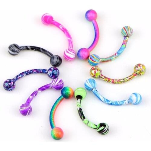 10pcs Colorful Stainless Steel Ear Nail Bone Stud Rock Barbell Earring Tragus Lip Ear Piercing Eyebrow Jewelry Cartilage Ring