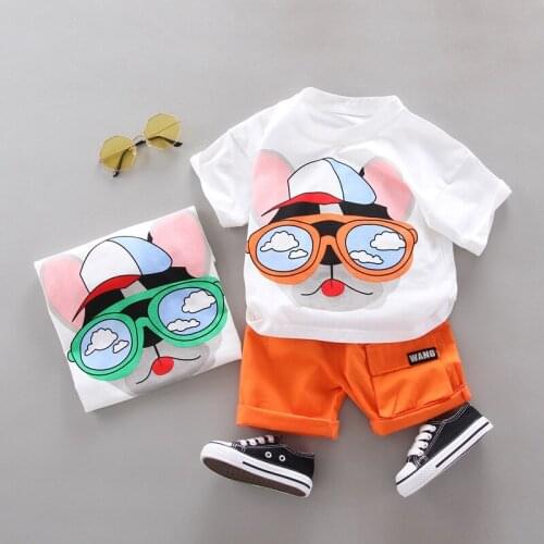 Cartoon Print Outfit Summer Sets Boys Cotton Clothes Sets Casual T Shirt+ Pants 2pcs Fashion Infant Clothing Kids 2020
