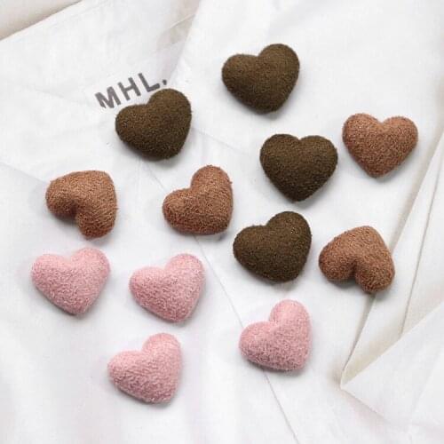 20 PCS 15*18mm New Autumn And Winter Heart Chamois Leather Covered Button DIY Earrings Accessories For Jewelry Making