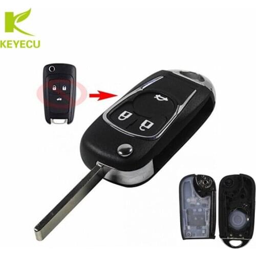 KEYECU 3Button Folding Modified HU100 Folding Remote Case Fob Key Shell for Chevrolet Cruze 2010-2017