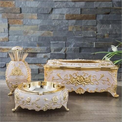 3Pc/set christmas decorations for home christmas metal tissue paper teethpicker holders desktop trashbin metal ashtray TZ011