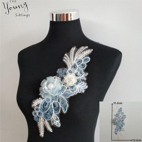3D three-dimensional flowers embroidered lace false collar decorative sequins rhinestone sewing DIY craft supplies accessories