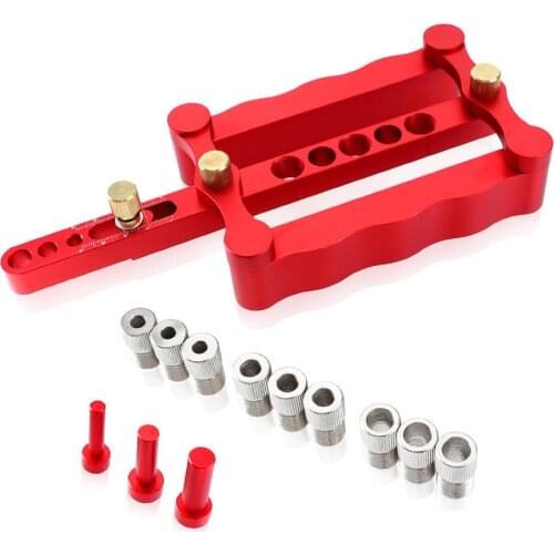 ALLSOME 6/8/10mm Self-centering Woodworking Doweling Jig Drill Guide Wood Dowel Puncher Locator Tools Kit for Carpentry