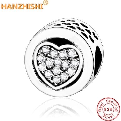 2018 100% 925 Sterling Silver Heart Charms Beads Fit Original Pandora Charms Bracelet Necklace DIY Jewelry Making Berloques