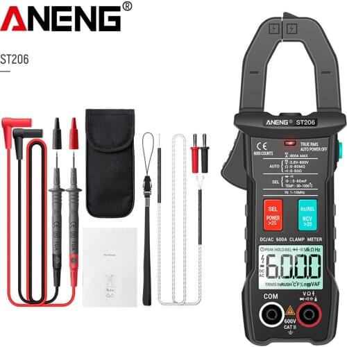 ANENG ST206 Digital Multimeter Clamp Meter 6000 counts True RMS Amp DC/AC Current Clamp measure dc amperimetro tester voltmeter