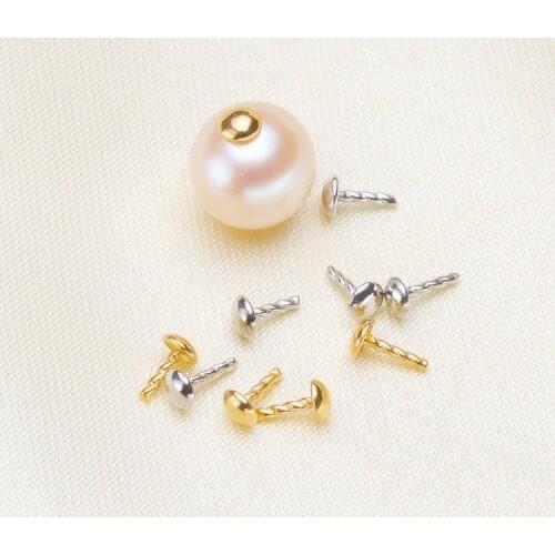 DIY Bead Caps S925 Sterling Silver Pearl Round bottom T needle Components/Jewelry Findings/pendant ring sealing T needle