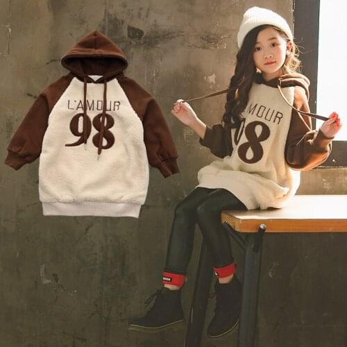 Long Style Brown Beige Baby Girls Winter Warm Spring Childrens Coat Kids Plus Velvet Teens Tops Thicken Bottoming Christmas