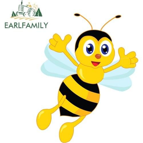 EARLFAMILY 13cm x 10.2cm for Bee Vinyl Car Stickers Personality Cartoon Decal ScratchProof Motorcycle Windows Car Door Protector