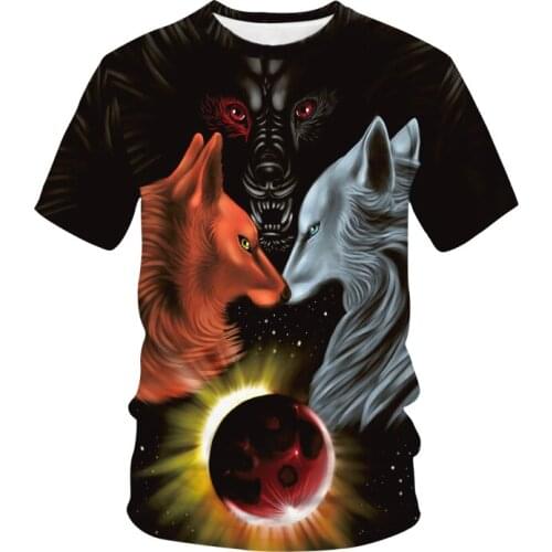 New Couple Wolf 3D Printed T-shirts Men Short Sleeve Round Neck Casual T Shirts Fashion Funny Harajuku Hip Hop Oversize Top